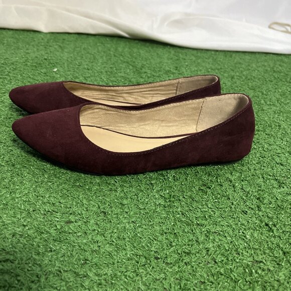 Old Navy Pointy Ballet Flats Maroon Burgundy Faux Suede 240779 Women's Size 7 - Picture 4 of 4